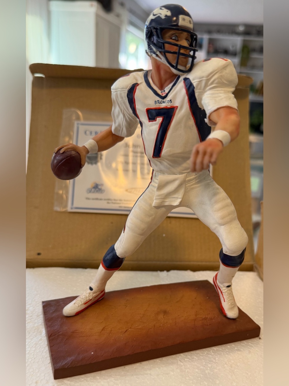 2002 John Elway Denver Broncos Porcelain Figure in Original Box and Certicate
